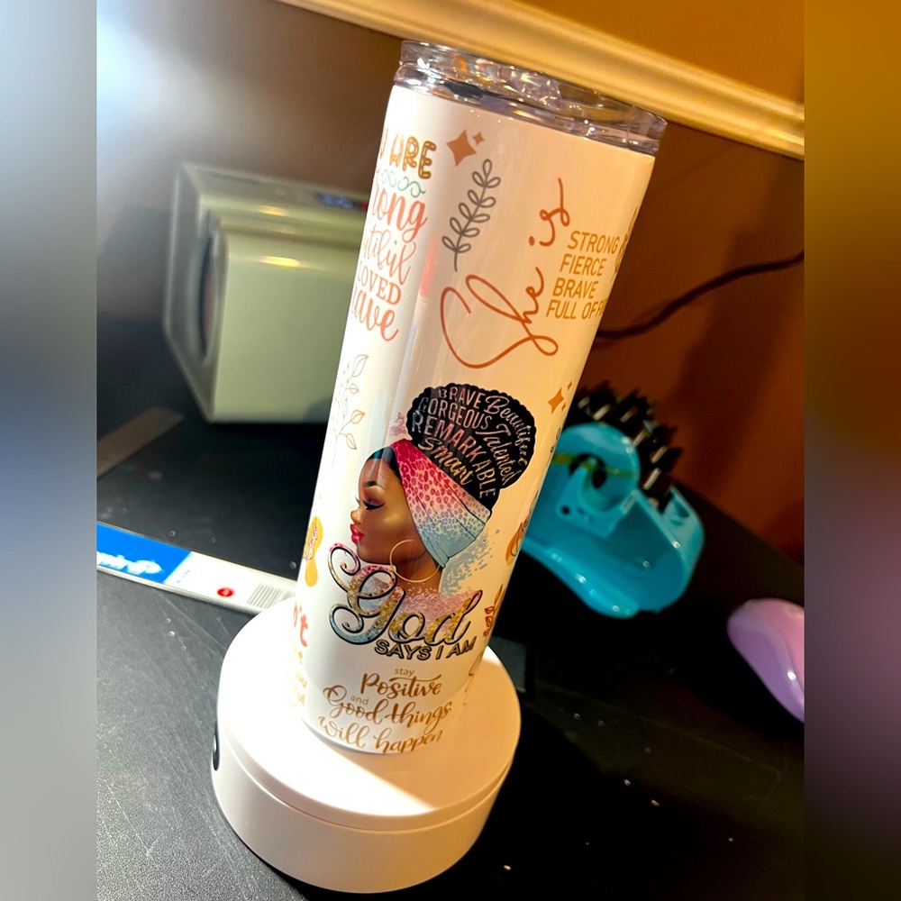 Inspirational White Tumbler with Colorful Design